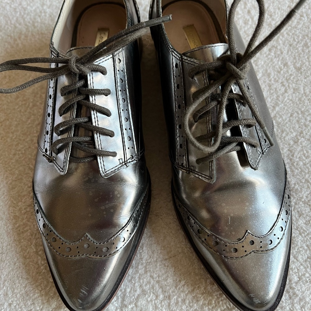 Louise et Cie Silver Oxford Shoes with Broguing